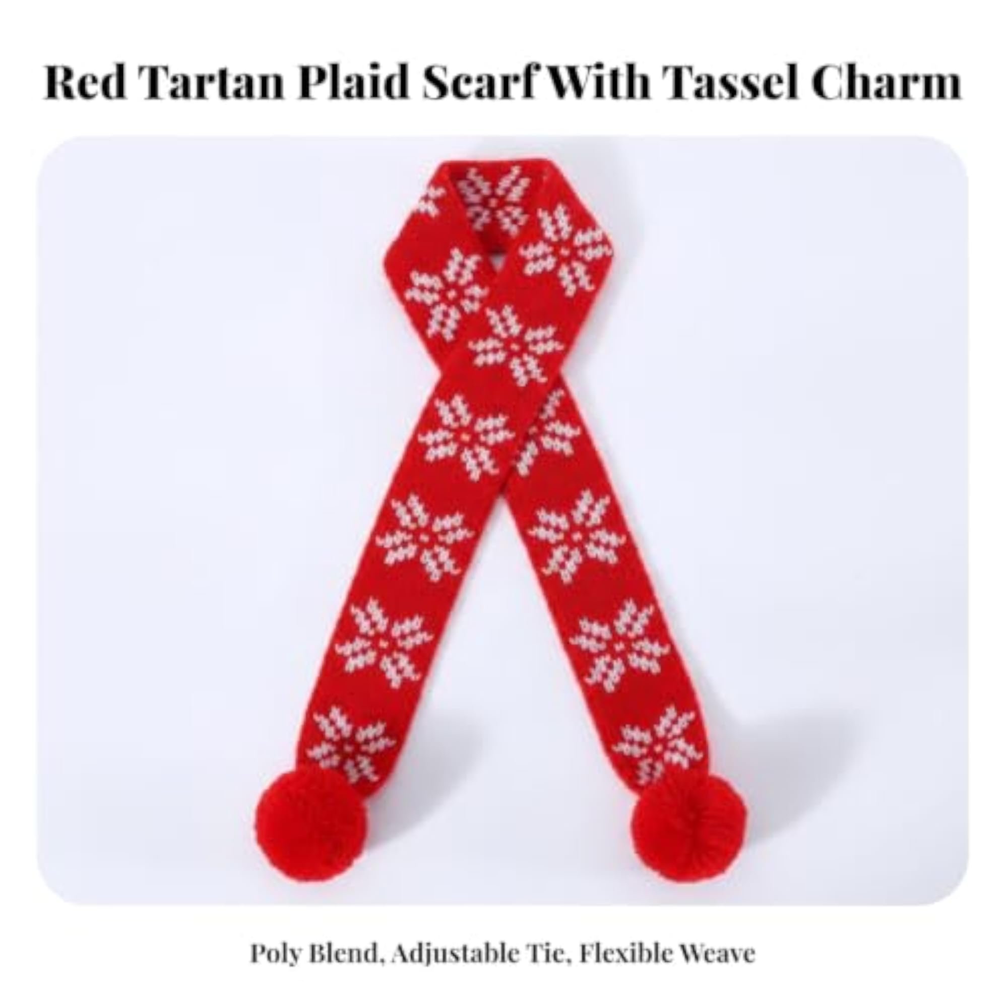 Christmas Knitted Pet Scarf with Pom-Poms